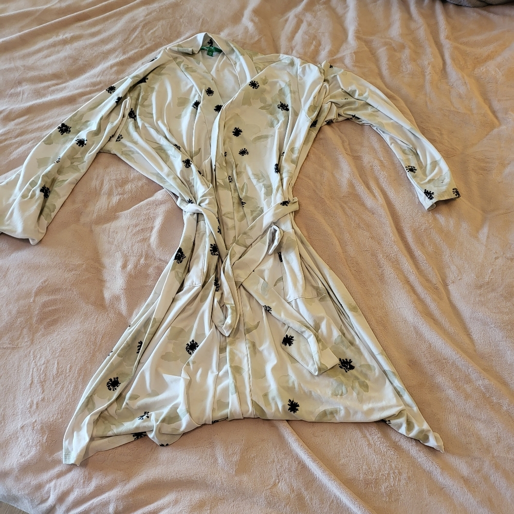 Ladies large dip super soft lightweight dip robe with tie belt